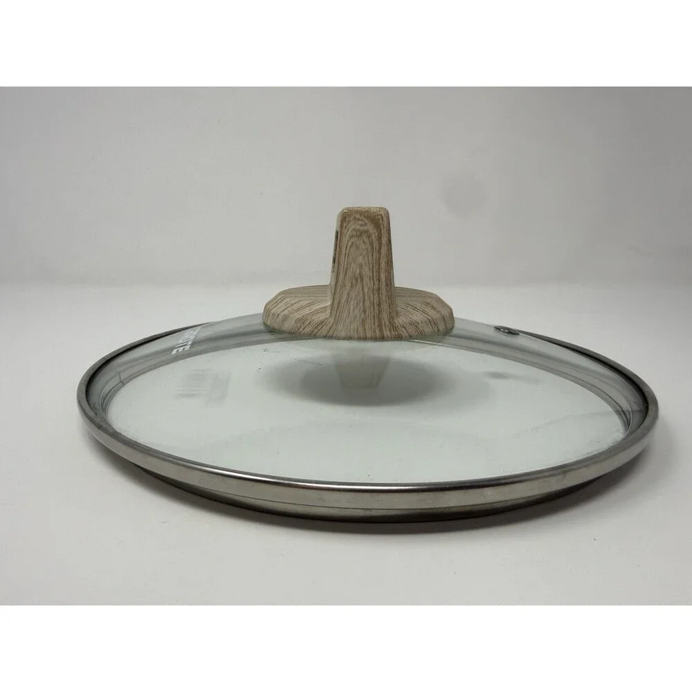 Carote 7.5” Glass Pot Lid Wood Grain Handle Replacement Vented